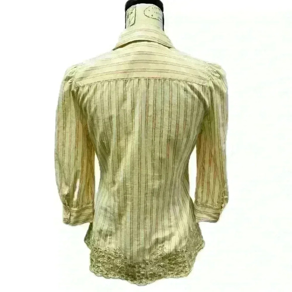 Anthropologie Floreat Stripe Button Down Blouse For Women Size 2 - Picture 3 of 9